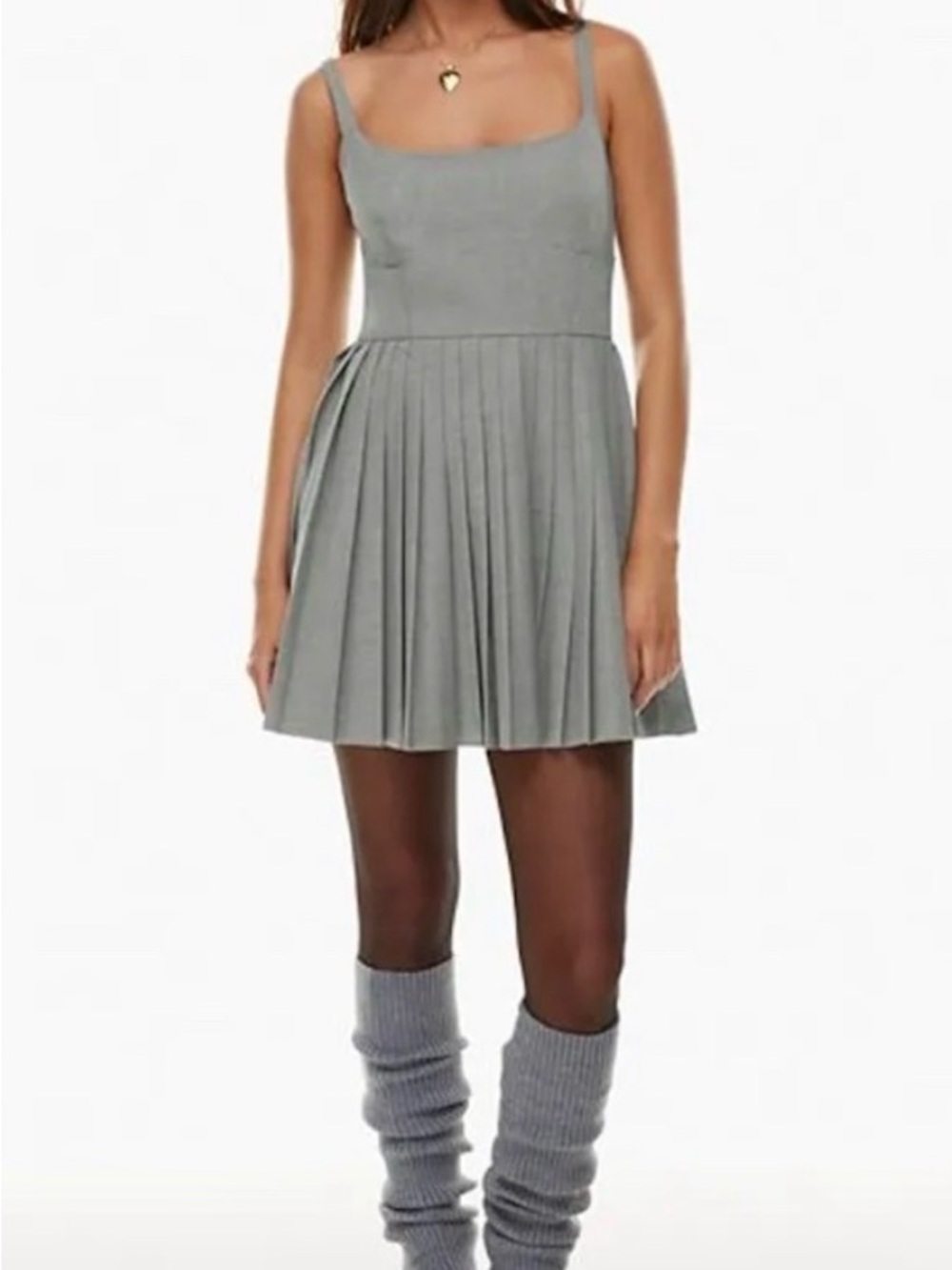 ARITIZIA Sunday Best Trix pleated spaghetti strap mini dress size 4 gray